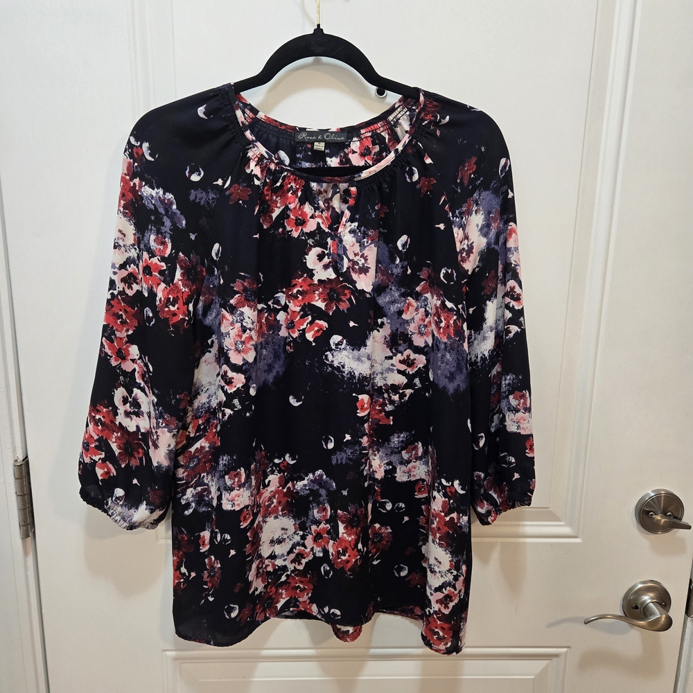 Rose & Olive Multicolor Floral Blouse